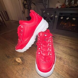 Womens Fila Disruptor II Athletic Sneaker RED 2